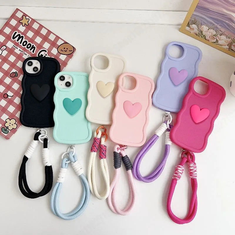 Capa de silicone ondulada com estampa de coração para Xiaomi Redmi 3 12 10 8 9 Prime A1 A2…
