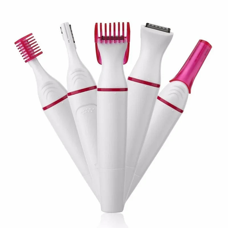 Conjunto 5 em 1: Depilador Feminino, Aparador de Sobrancelhas, Barbeador Feminino.