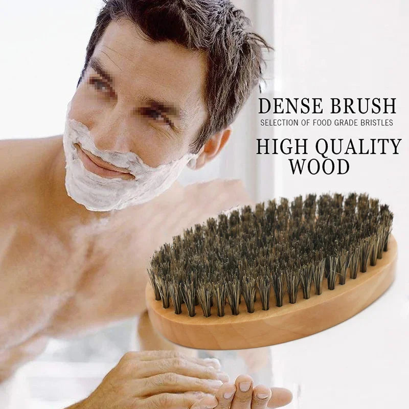 Escova de cabelo masculina com cerdas de javali para barba natural.