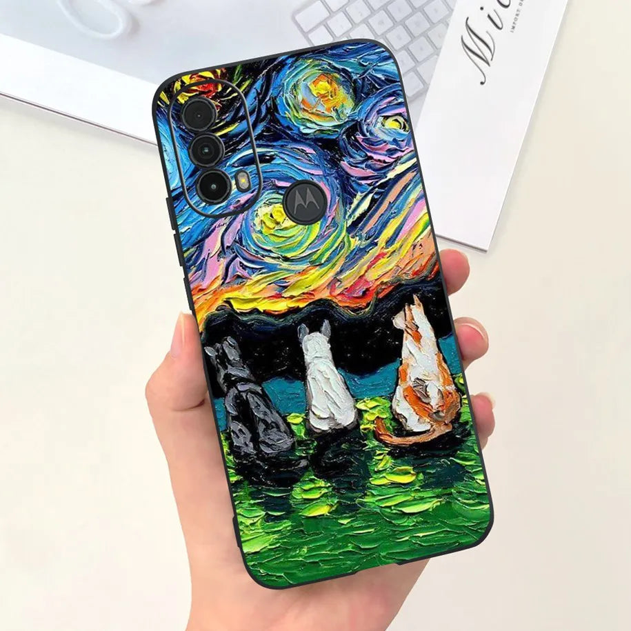Capa de silicone com estampa de dinossauro para Moto E20 (XT2155 XT2155-1).