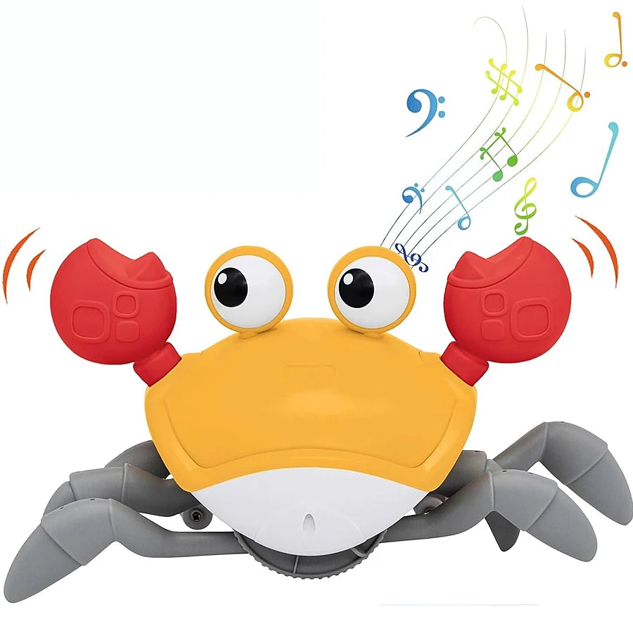 Caranguejo de brinquedo para bebês que engatinha, caranguejo interativo para bebês brincarem de bruços com música
