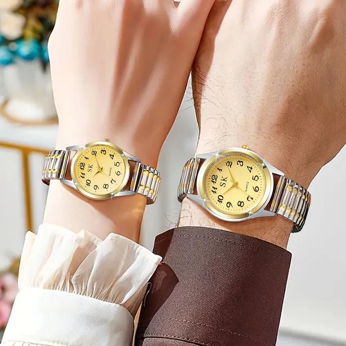 2 pçs moda casal relógios casual pulseira relógios femininos
