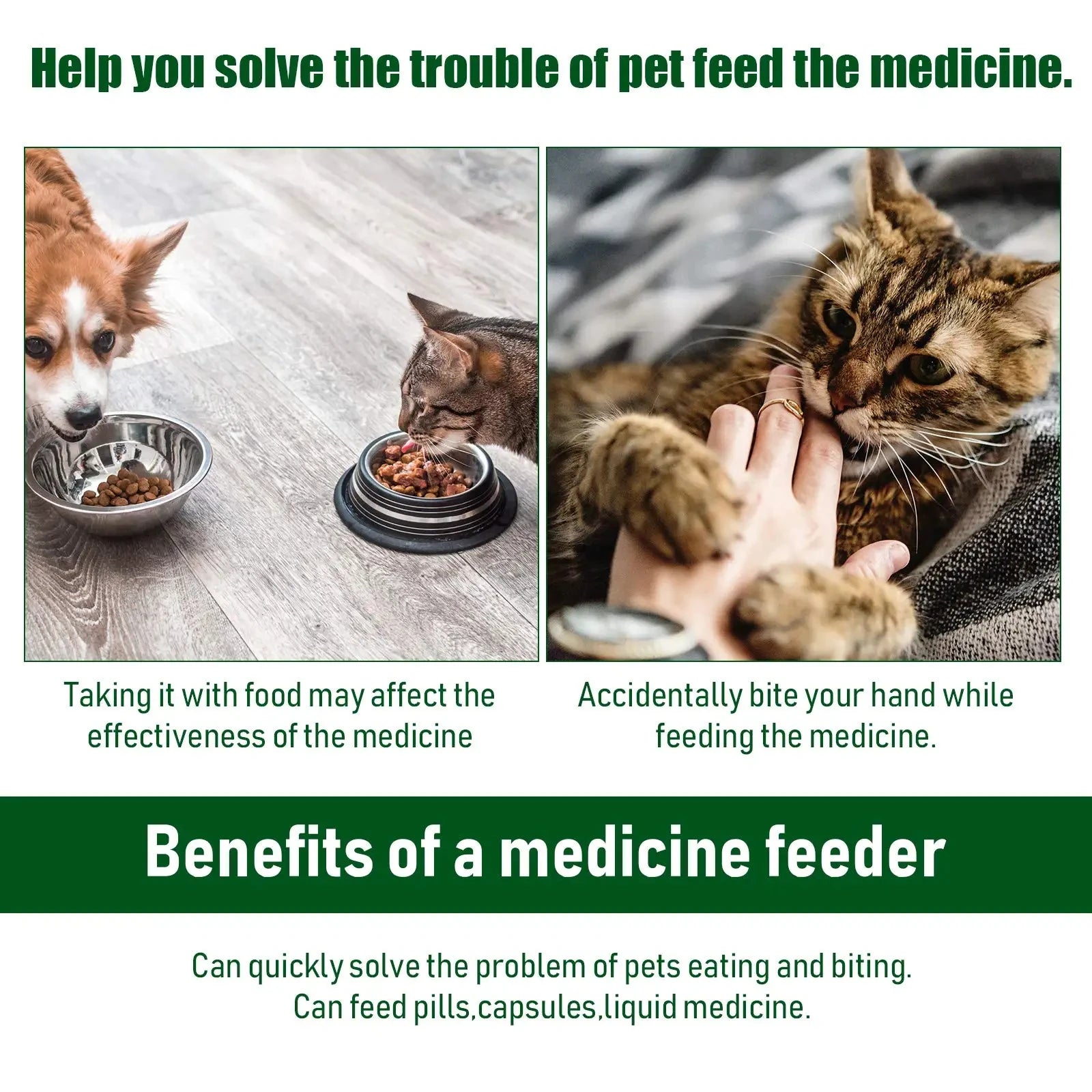 Dispensador de medicamentos para animais de estimação, bastão de alimentação por pressão para cães e gatos