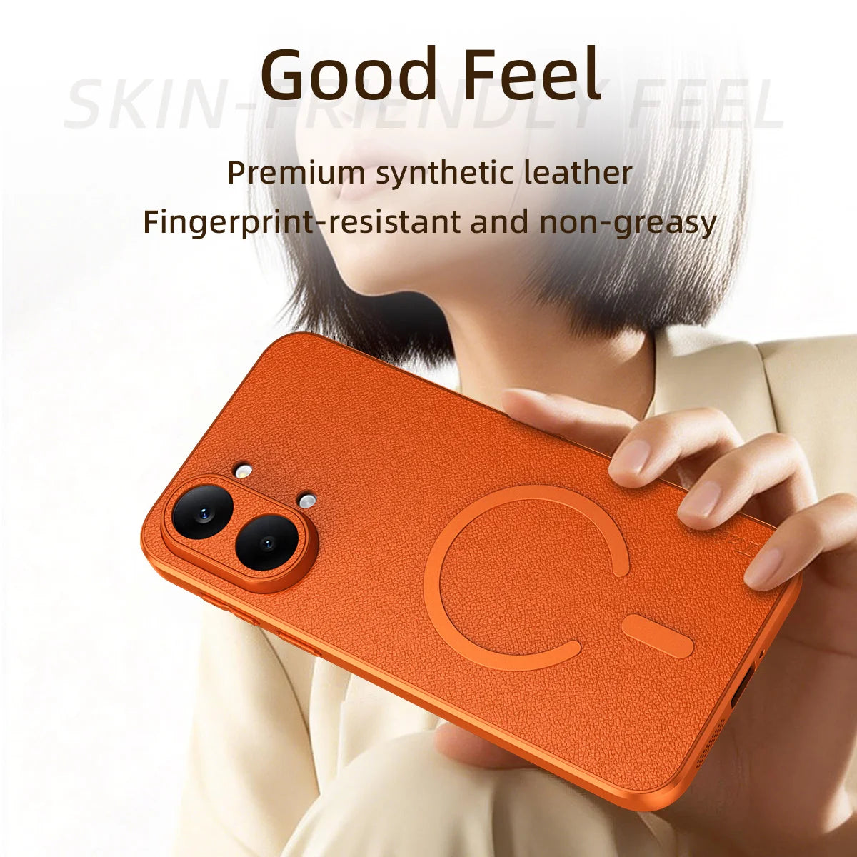 Capa para Redmi Turbo 5 Max em pele de cabra com carregamento sem fio magnético