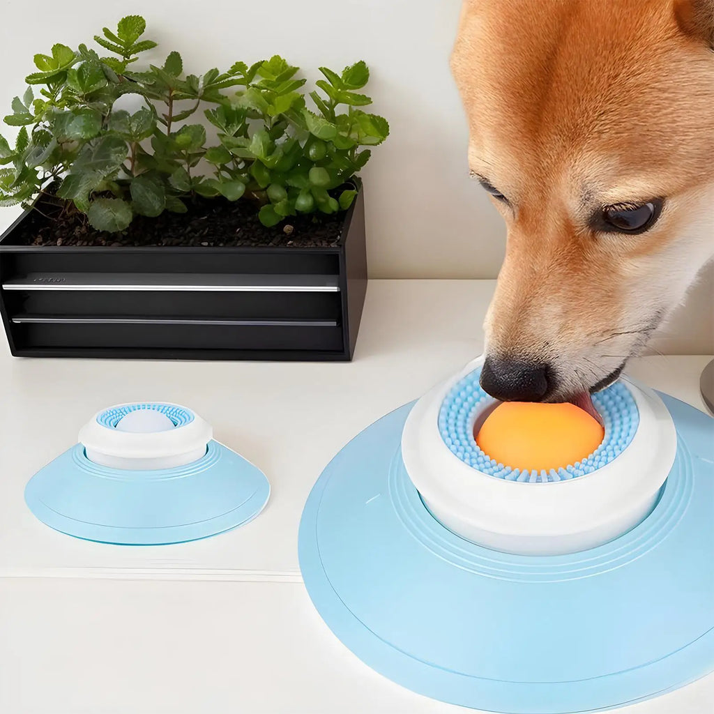 Brinquedo interativo Pets Lick Toys para cães, alimentador lento e dispensador de ração.