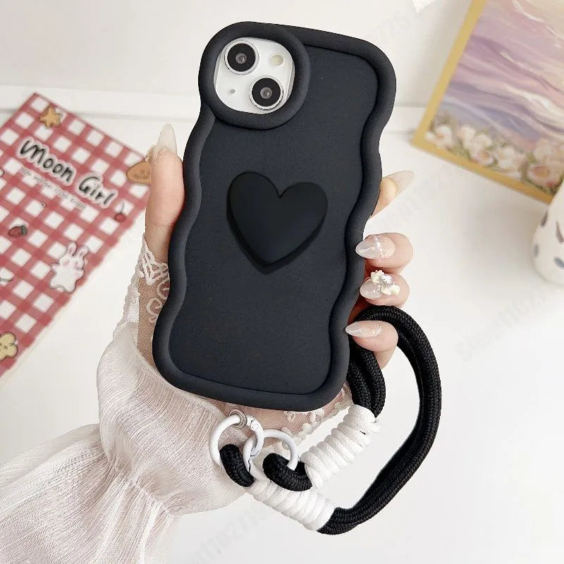Capa de silicone ondulada com estampa de coração para Xiaomi Redmi 3 12 10 8 9 Prime A1 A2…