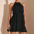 Ropa Para Mujer Women Backless Halter Ruffle Layered Chiffon Mini Dress Wedding Guest Party Vestidos Y2k Clothes Платье