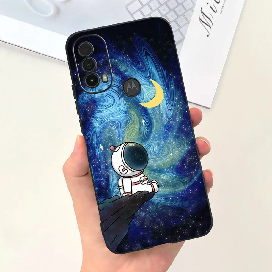 Capa de silicone com estampa de dinossauro para Moto E20 (XT2155 XT2155-1).