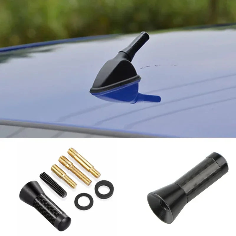 Antena curta e robusta de fibra de carbono para teto de carro, com parafuso metálico