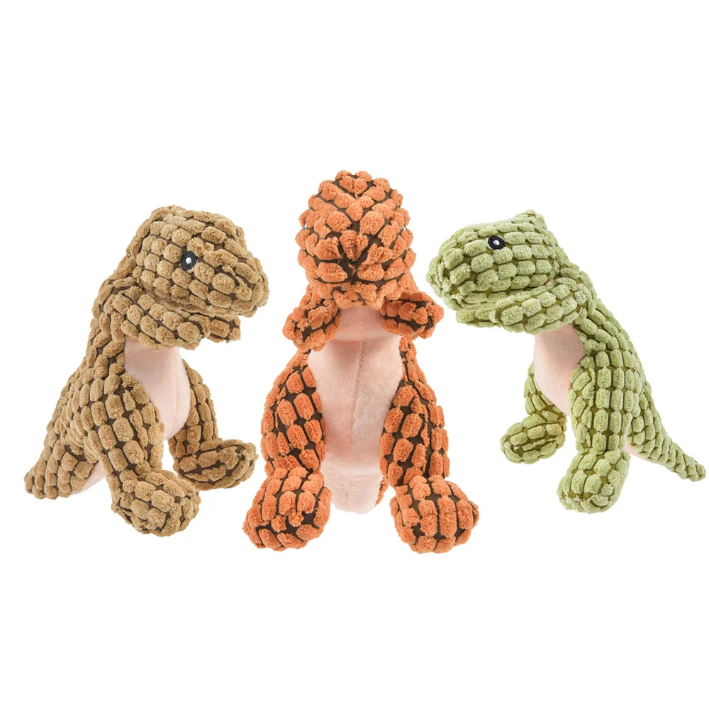 Brinquedos de pelúcia de dinossauro para cães e gatos, brinquedos interativos para mastigar.