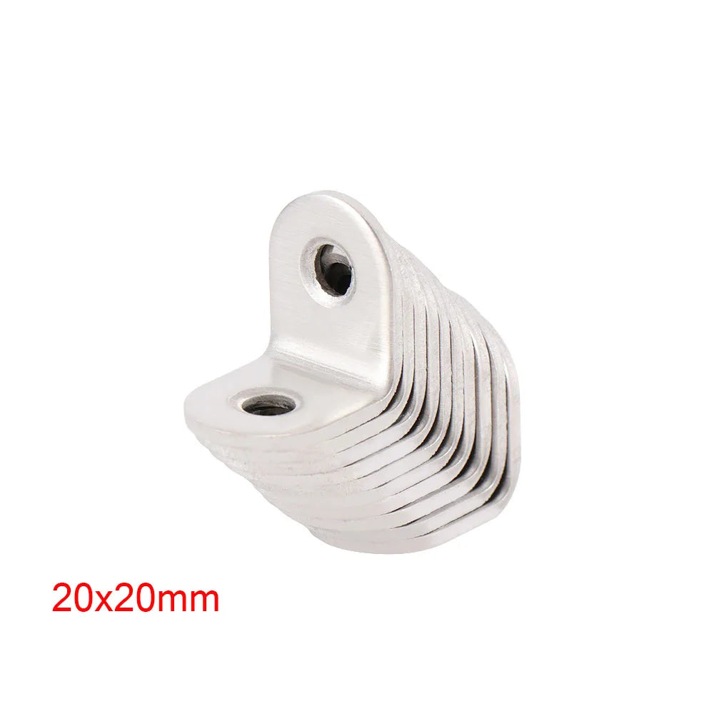 10 peças de cantoneira de aço inoxidável de 20 mm x 20 mm, tipo L, com extremidade arredondada
