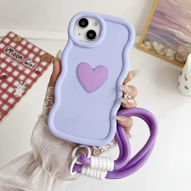 Capa de silicone ondulada com estampa de coração para Xiaomi Redmi 3 12 10 8 9 Prime A1 A2…