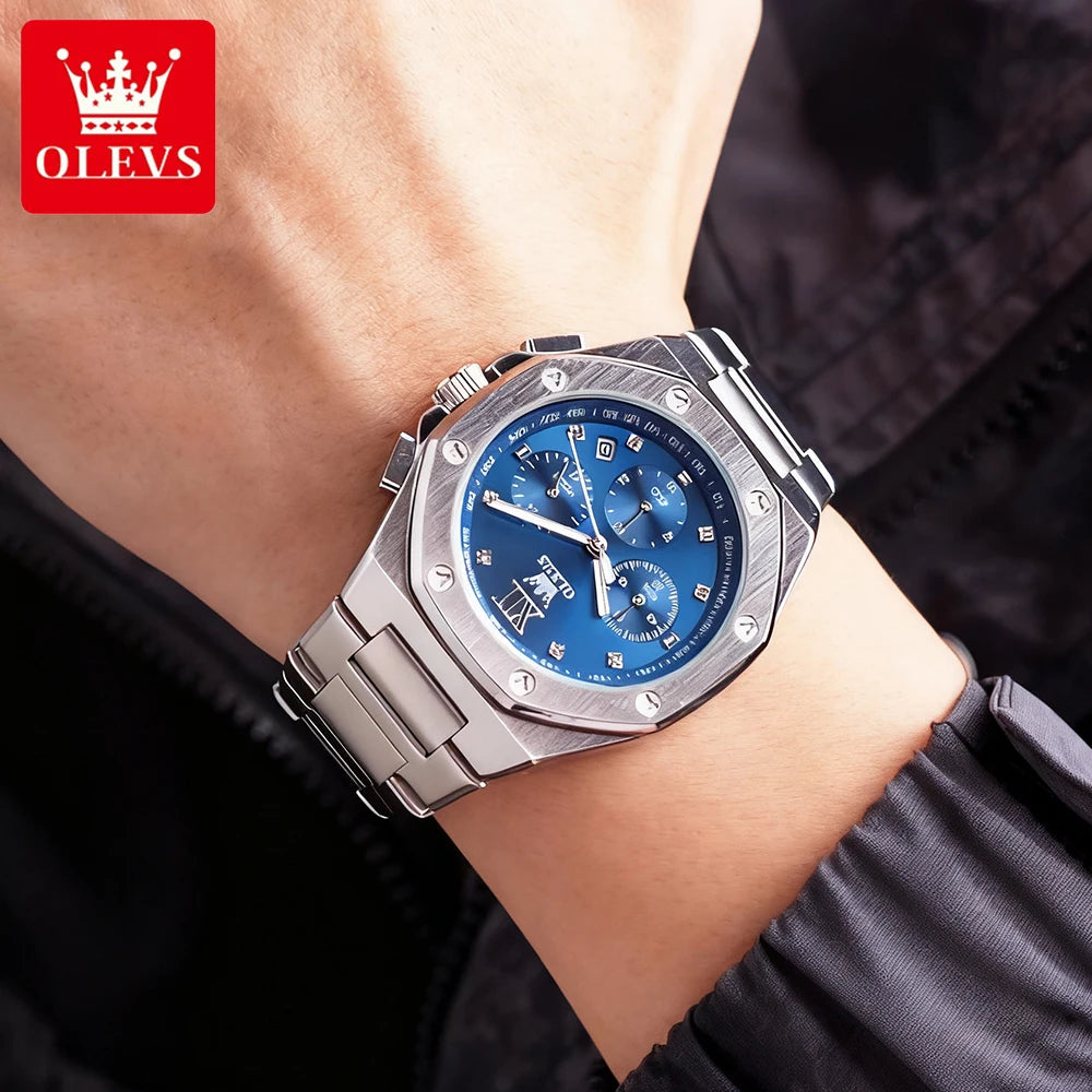 Relógios masculinos OLEVS, clássicos, de luxo, marca de topo, em aço fino, originais