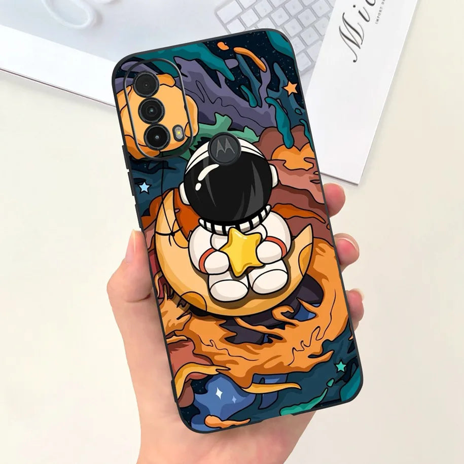 Capa de silicone com estampa de dinossauro para Moto E20 (XT2155 XT2155-1).