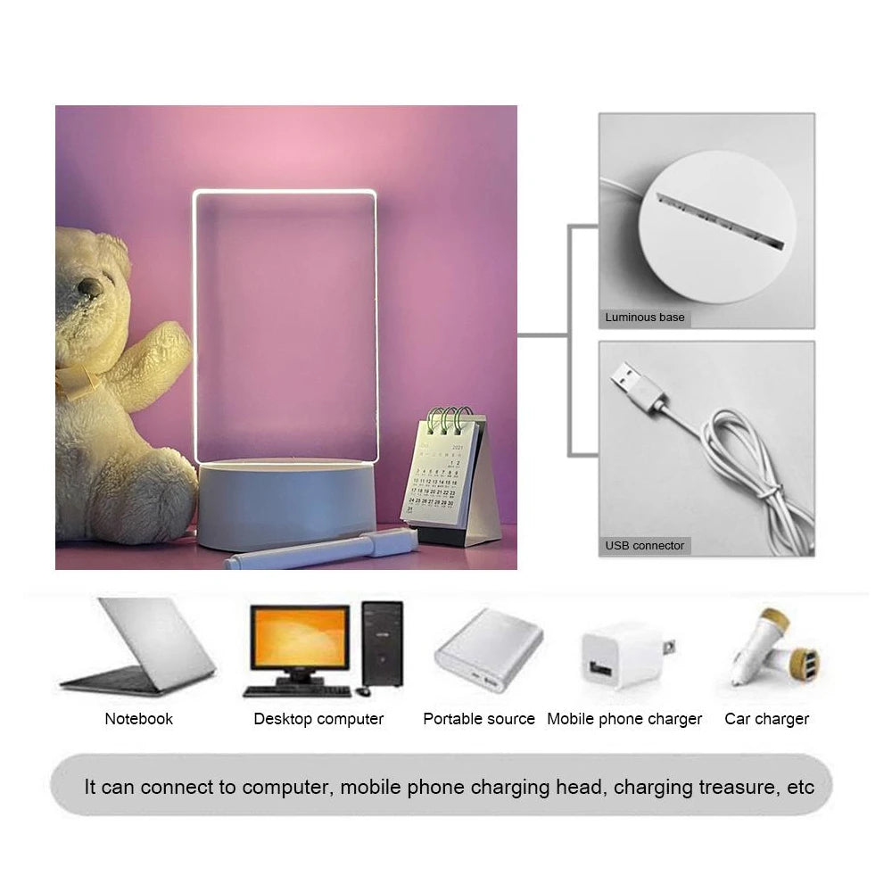 Luz noturna transparente com LEDs luminosos, luz noturna de acrílico luminosa com USB…