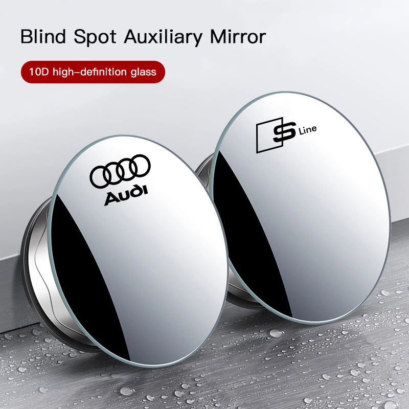 Espelho retrovisor 360° pequeno e redondo para carro, acessório automotivo para Audi