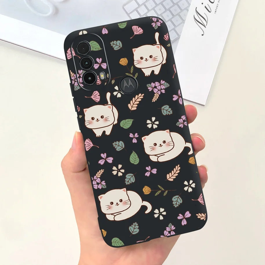 Capa de silicone com estampa de dinossauro para Moto E20 (XT2155 XT2155-1).