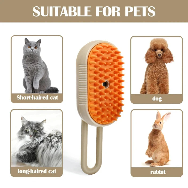 Escova removedora de pelos para gatos, escova a vapor para gatos, escova de limpeza elétrica, luva