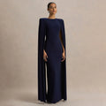 Vestido de noite feminino de cintura alta, em tecido de poliéster