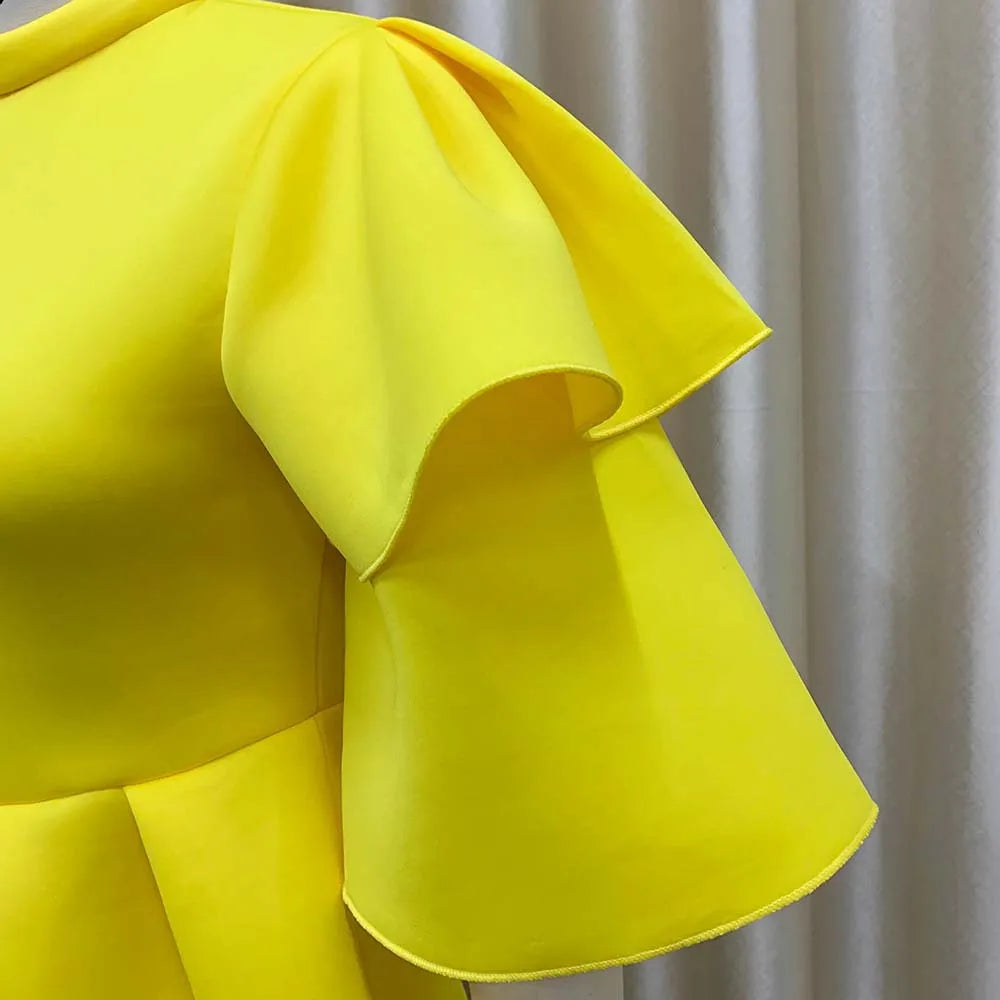 Vestidos de festa elegantes para mulheres, modelo 2024, com decote redondo e mangas com babados