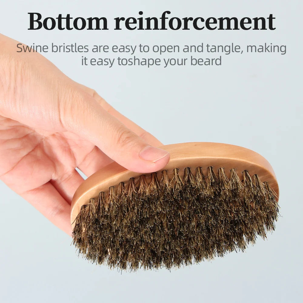 Escova de cabelo masculina com cerdas de javali para barba natural.