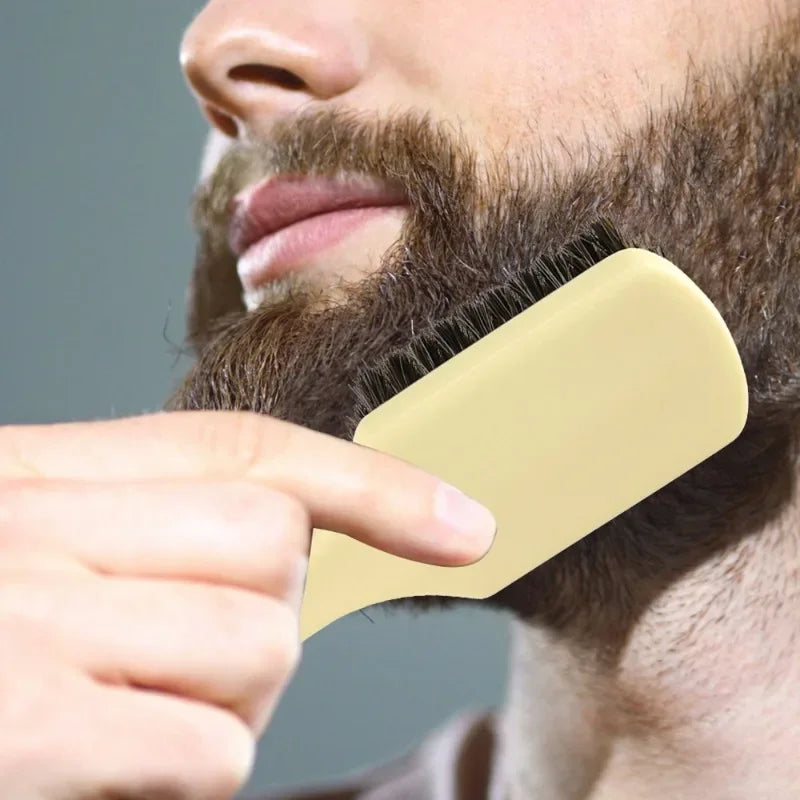 Escova de barba masculina com cerdas de javali, escova de cabelo para salão de beleza, pente para barbear com óleo…