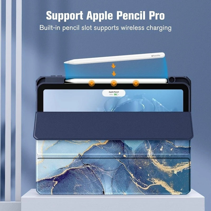 Capa para iPad 12ª, 11ª, 10ª, Air 4ª, 5ª e 10,9" com suporte para Apple Pencil.