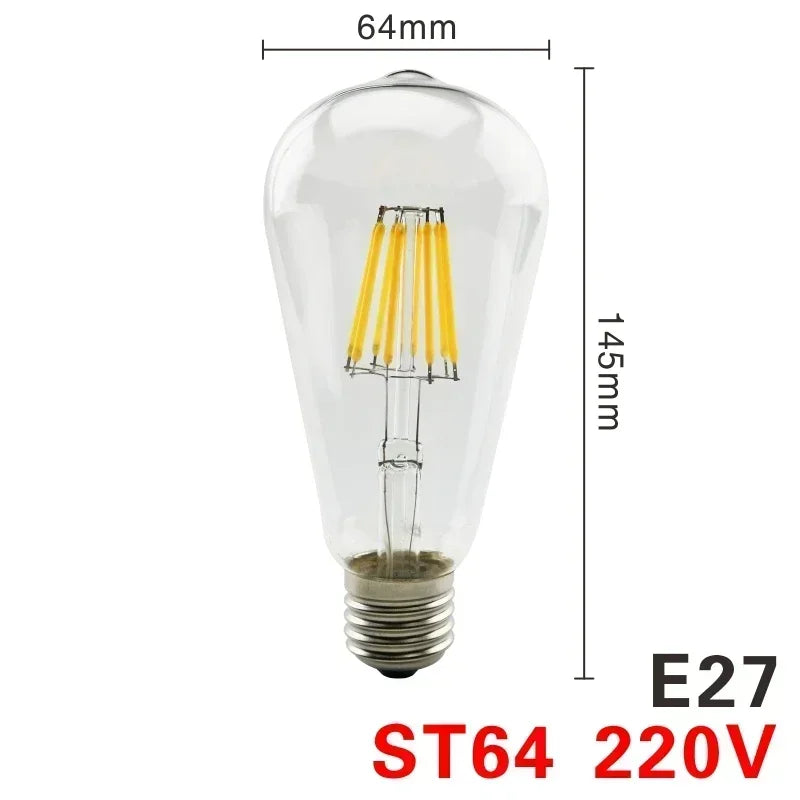 Lâmpada LED retrô Edison E14 E27 AC 220 2W 4W 6W 8W Lâmpada de vidro vintage C3…