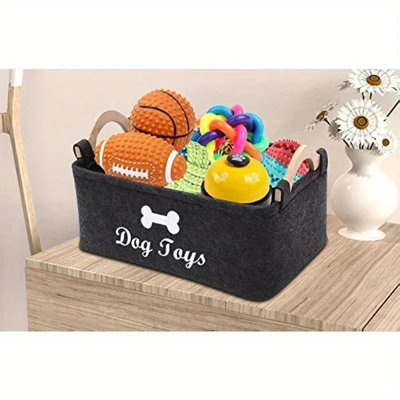 Caixa de feltro para brinquedos de animais de estimação, caixa para brinquedos de cachorro, caixa organizadora - perfeita para órgãos