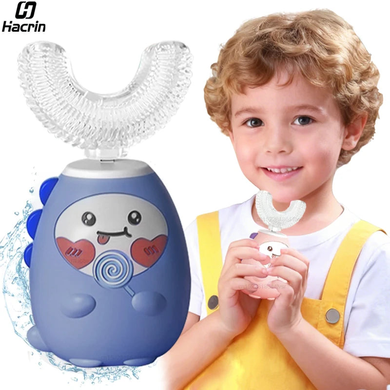 Escova de dentes elétrica infantil em formato de U