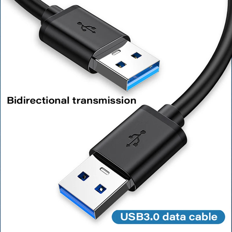 Cabo USB 3.0 curto com conector duplo USB A macho para gabinete de HDD.