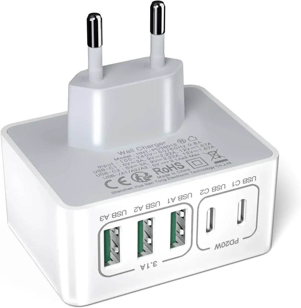 Cargador USB C Carregador Cargador Rapido 50W 5 Portas Bloque de Carga