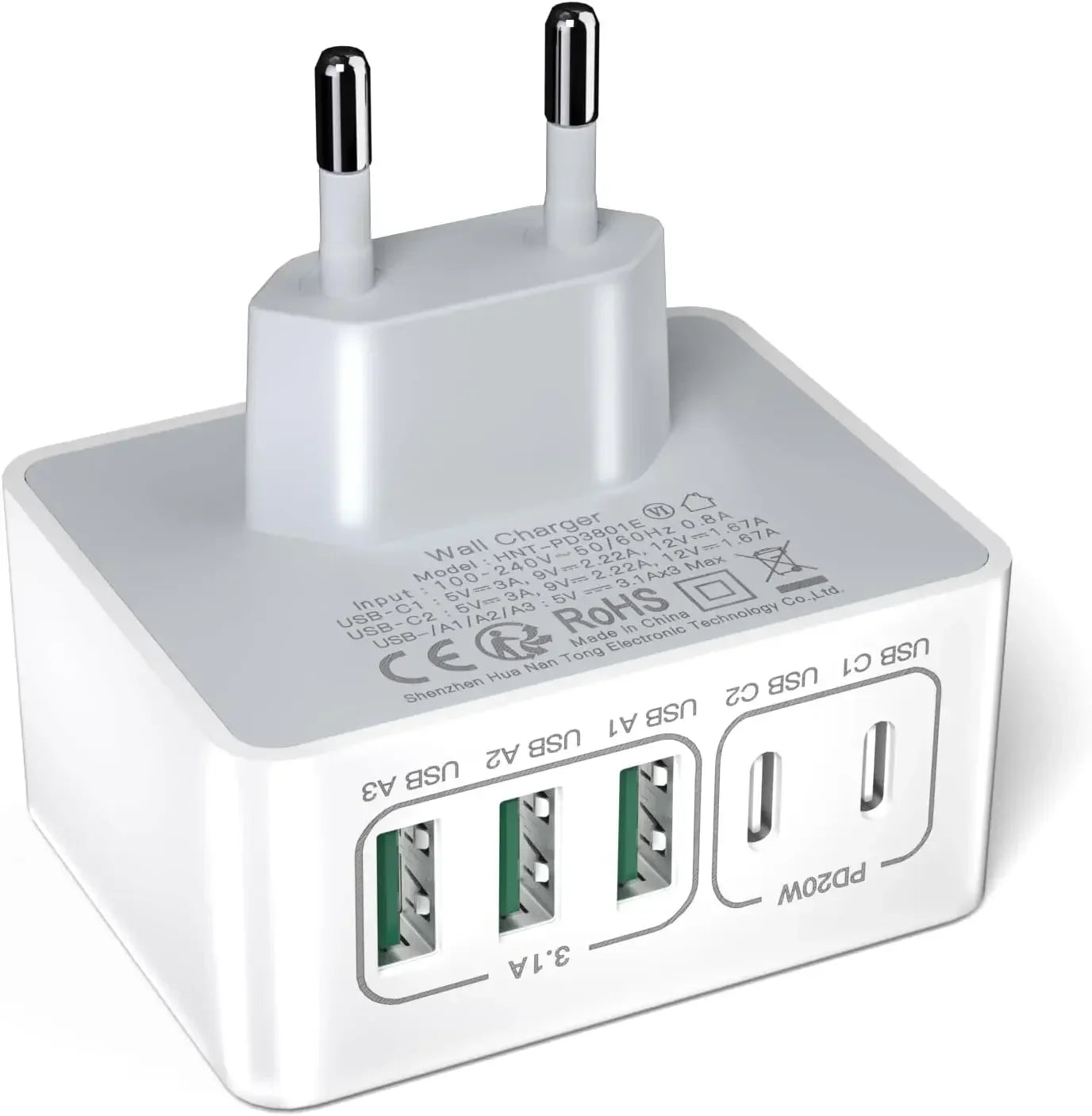 Cargador USB C Carregador Cargador Rapido 50W 5 Portas Bloque de Carga