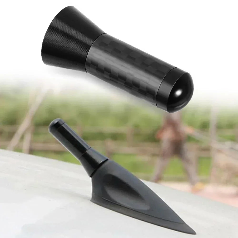 Antena curta e robusta de fibra de carbono para teto de carro, com parafuso metálico