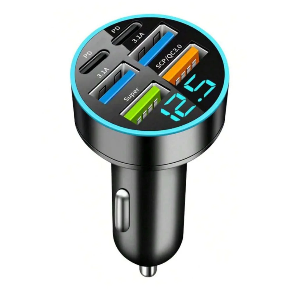 Carregador USB para carro de 250 W com carregamento rápido PD QC3.0 e USB-C para celular