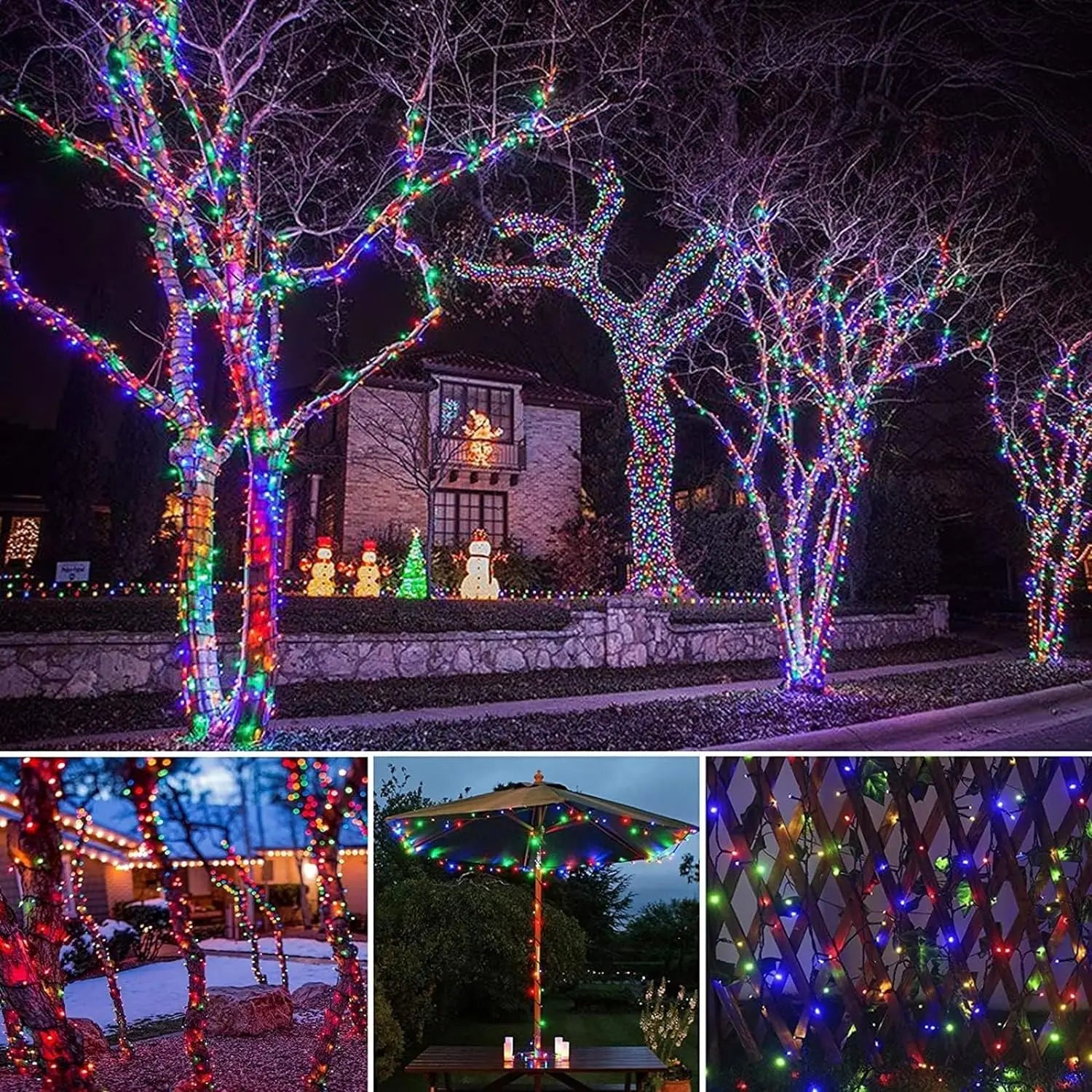 Cordão de luzes LED solares com 300 LEDs e 8 modos de iluminação natalina para exteriores…