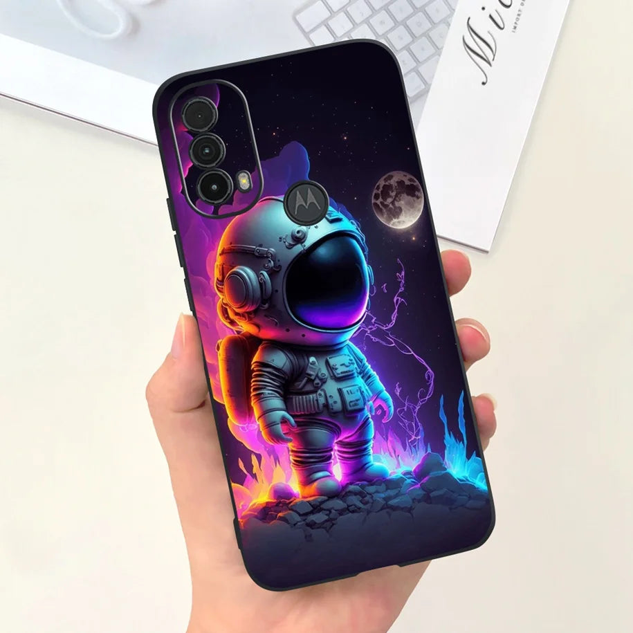 Capa de silicone com estampa de dinossauro para Moto E20 (XT2155 XT2155-1).