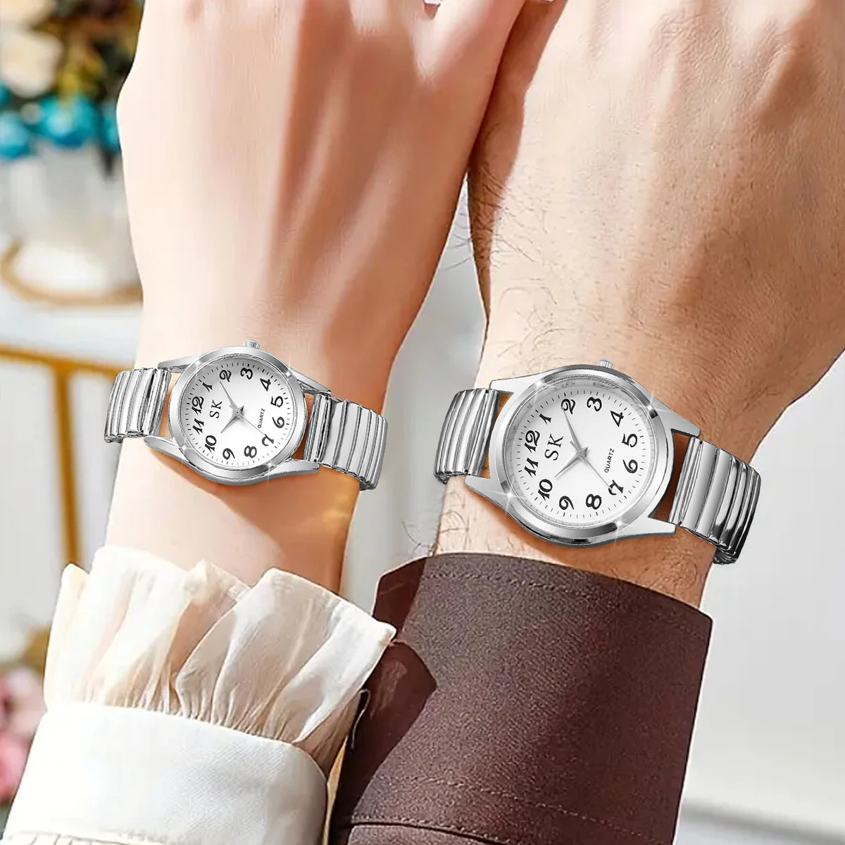 2 pçs moda casal relógios casual pulseira relógios femininos