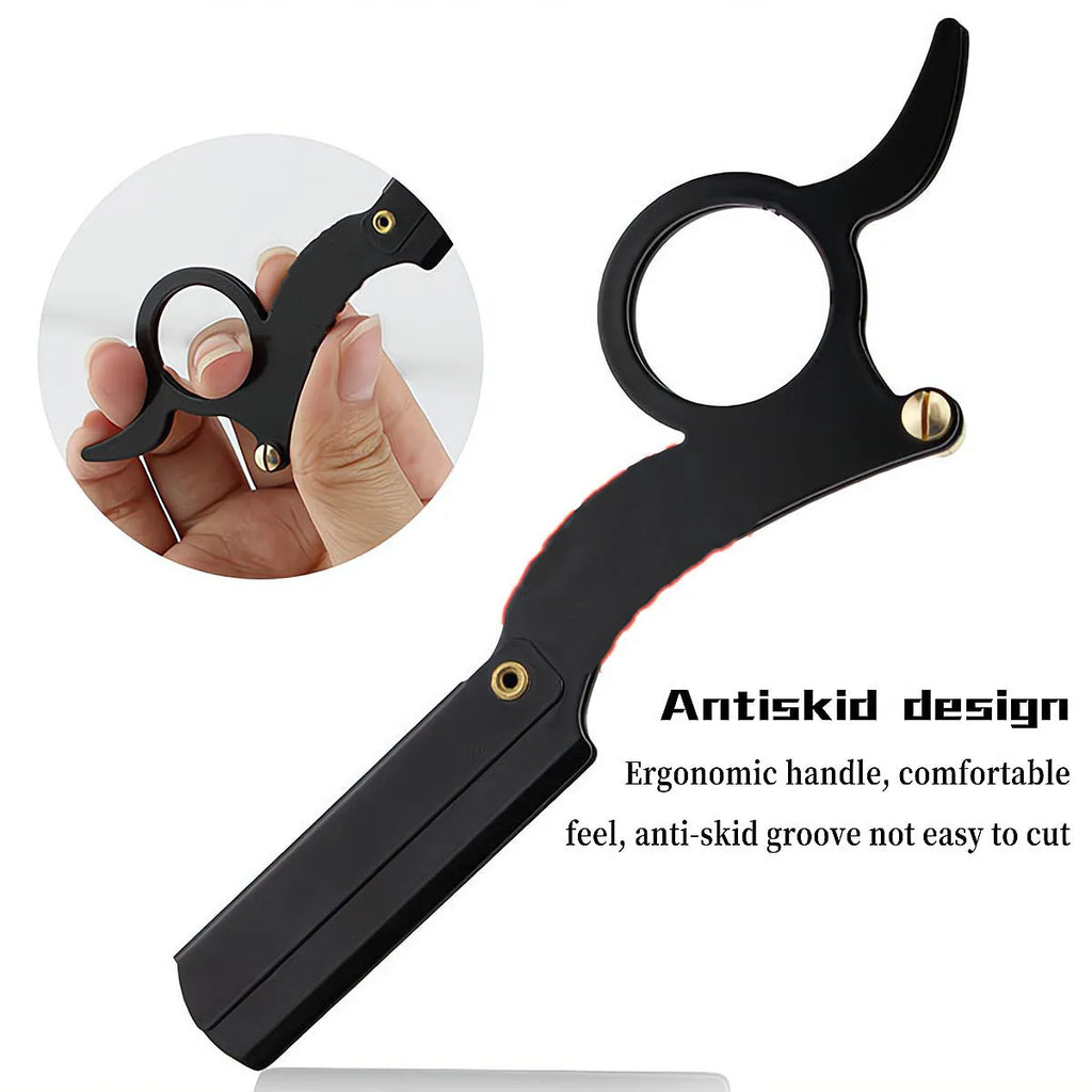 Aparelho de barbear manual para polegar, reto, para barba e sobrancelhas, depilador masculino…