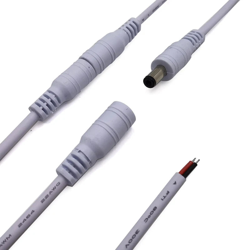 1/5/10 peças Cabo de alimentação DC macho-fêmea Adaptador de conector 5,5x2,1mm