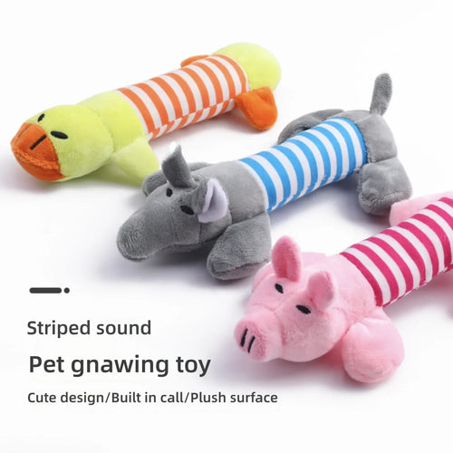 Cães e gatos de estimação, pelúcia bordada com desenhos animados, resistente a mordidas e antiestresse.