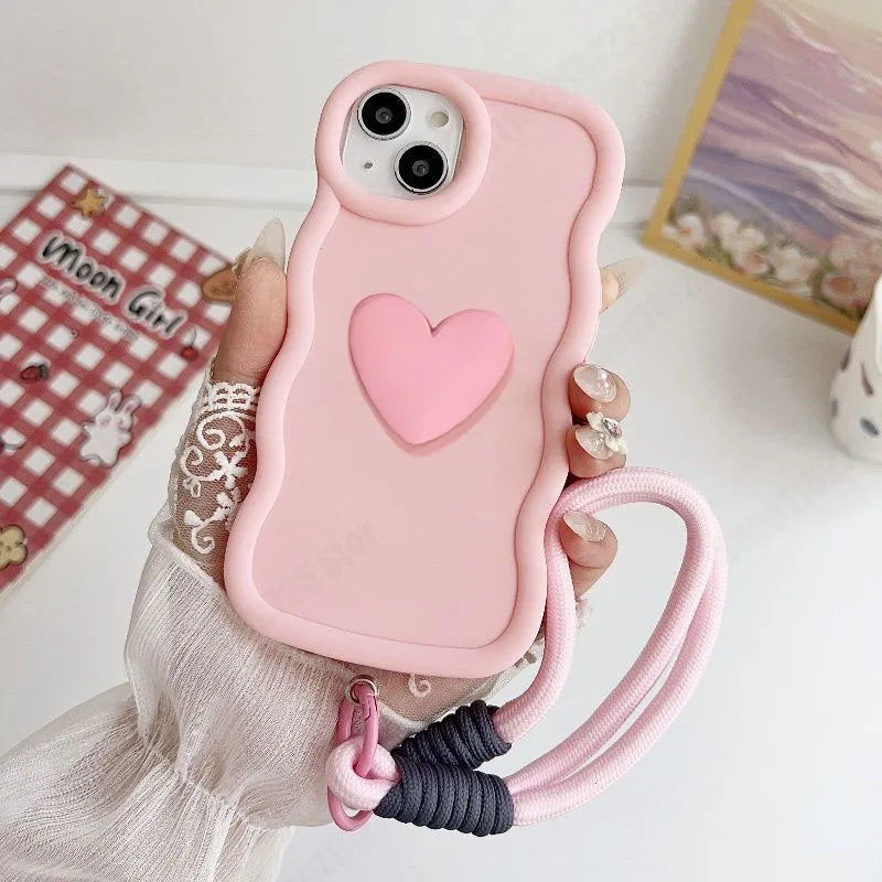 Capa de silicone ondulada com estampa de coração para Xiaomi Redmi 3 12 10 8 9 Prime A1 A2…