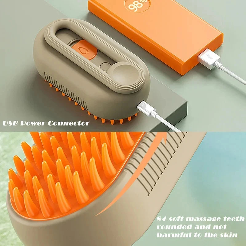 Escova removedora de pelos para gatos, escova a vapor para gatos, escova de limpeza elétrica, luva