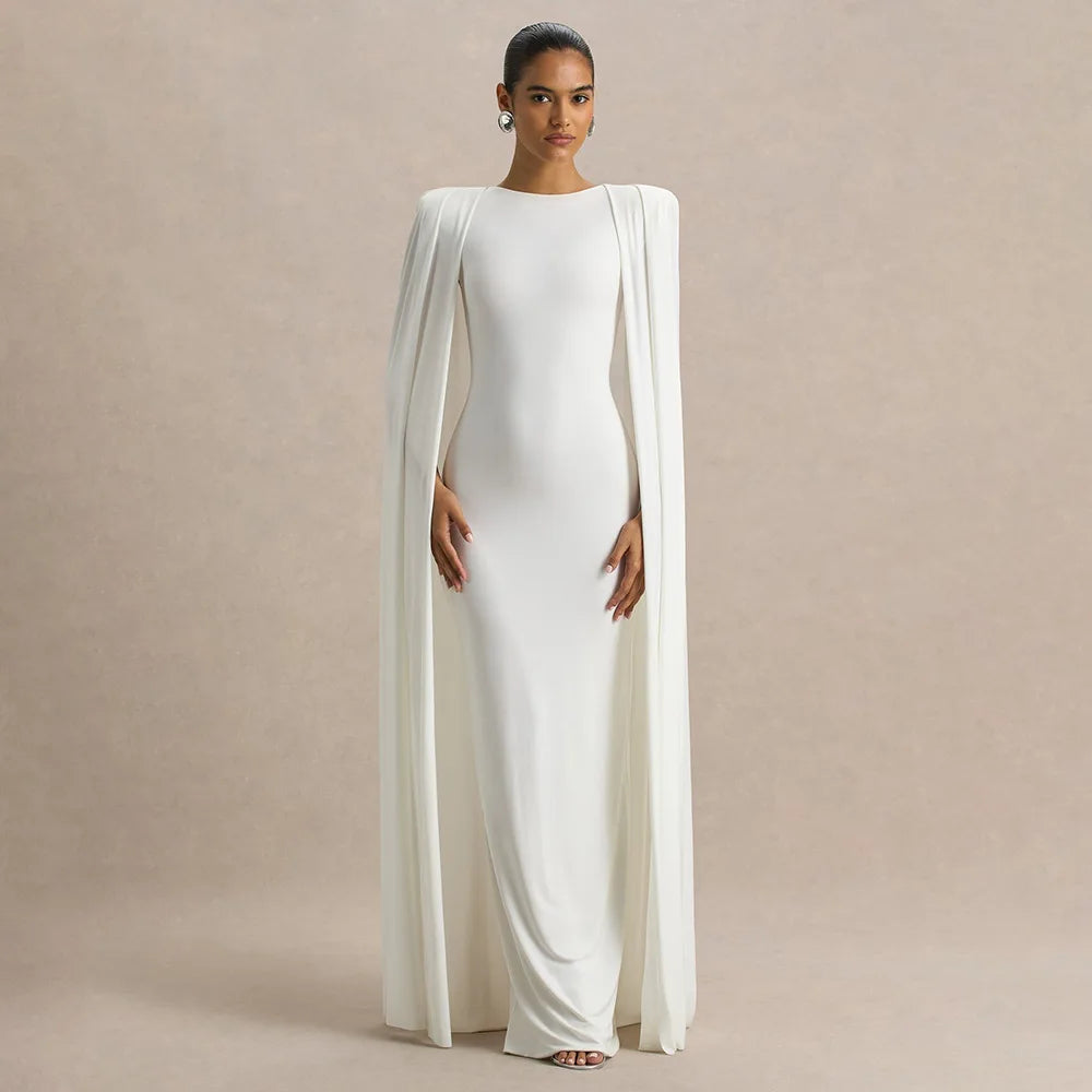 Vestido de noite feminino de cintura alta, em tecido de poliéster