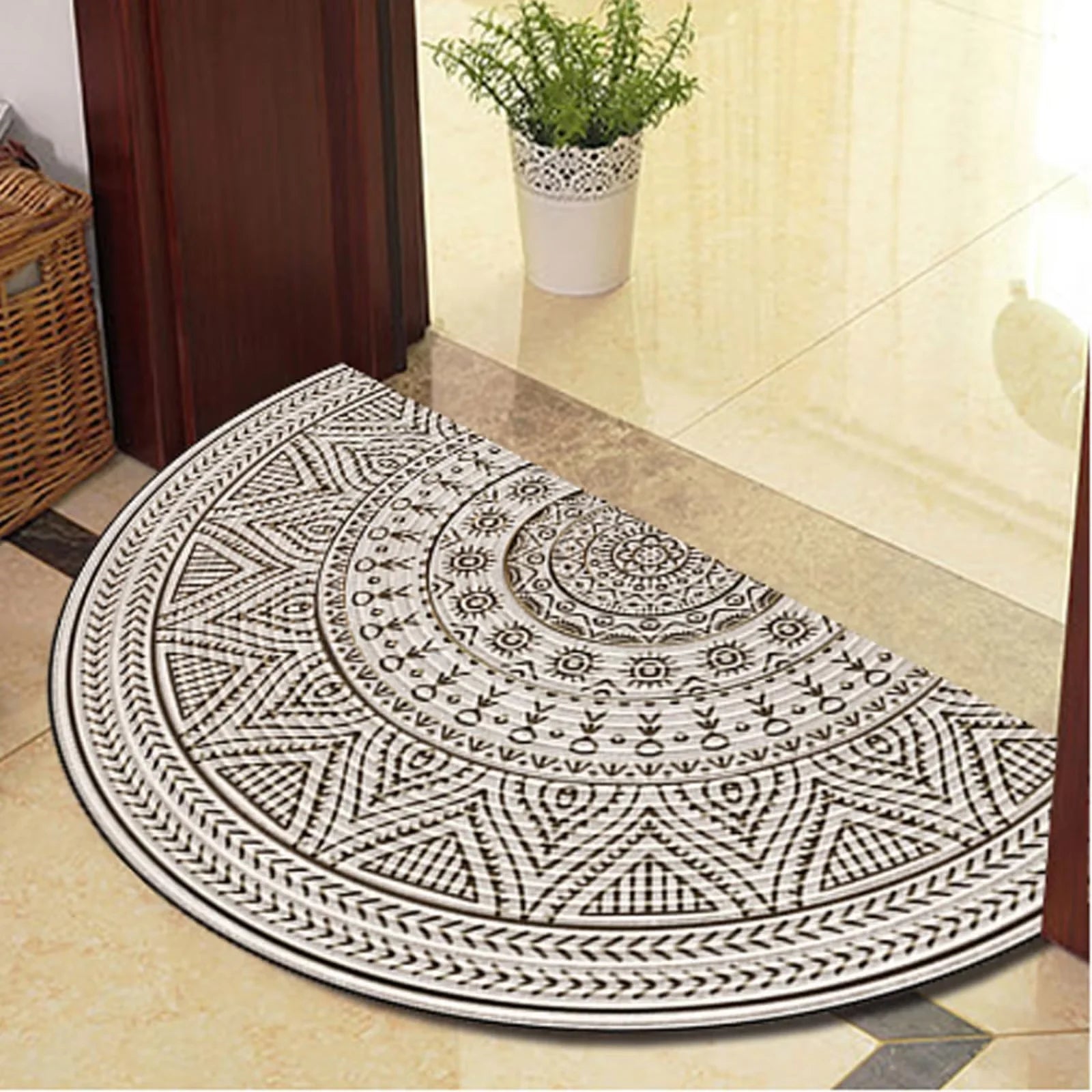 Tapete de boas-vindas semicircular VIKAMA em formato de meia-lua para cozinha e porta de entrada
