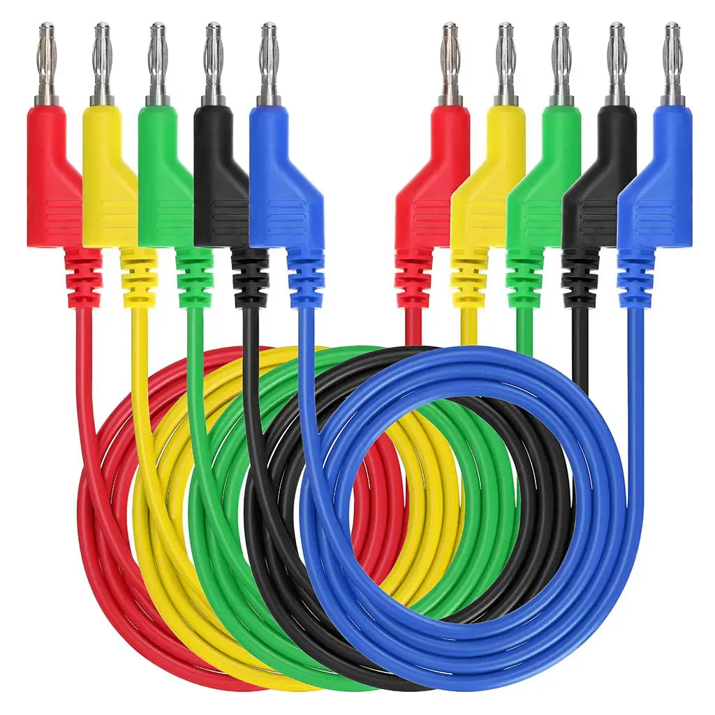 Conjunto de 5 cabos de teste elétricos com garras de jacaré e pontas duplas