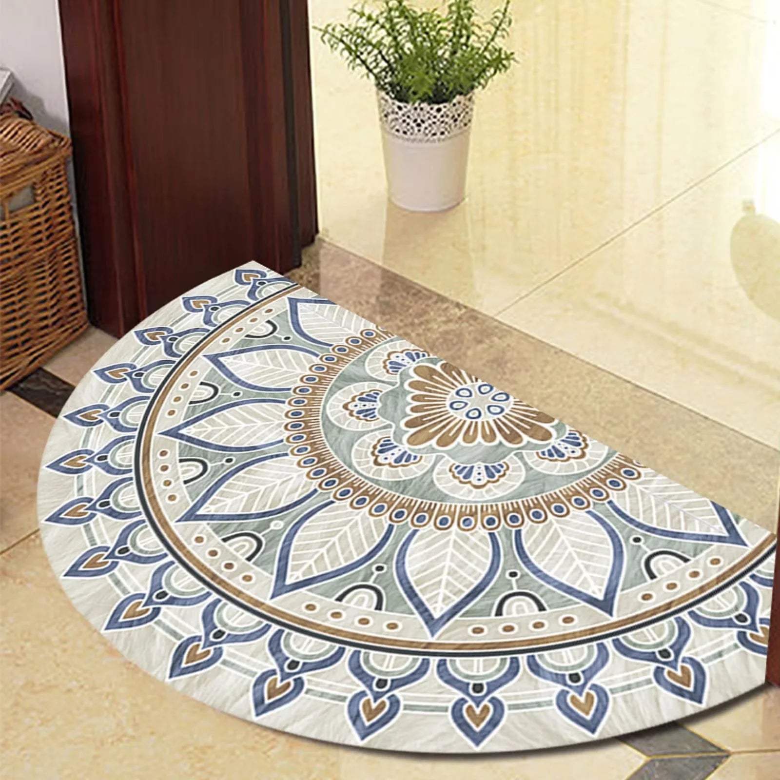 Tapete de boas-vindas semicircular VIKAMA em formato de meia-lua para cozinha e porta de entrada