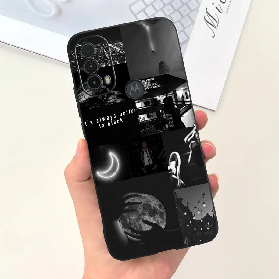 Capa de silicone com estampa de dinossauro para Moto E20 (XT2155 XT2155-1).