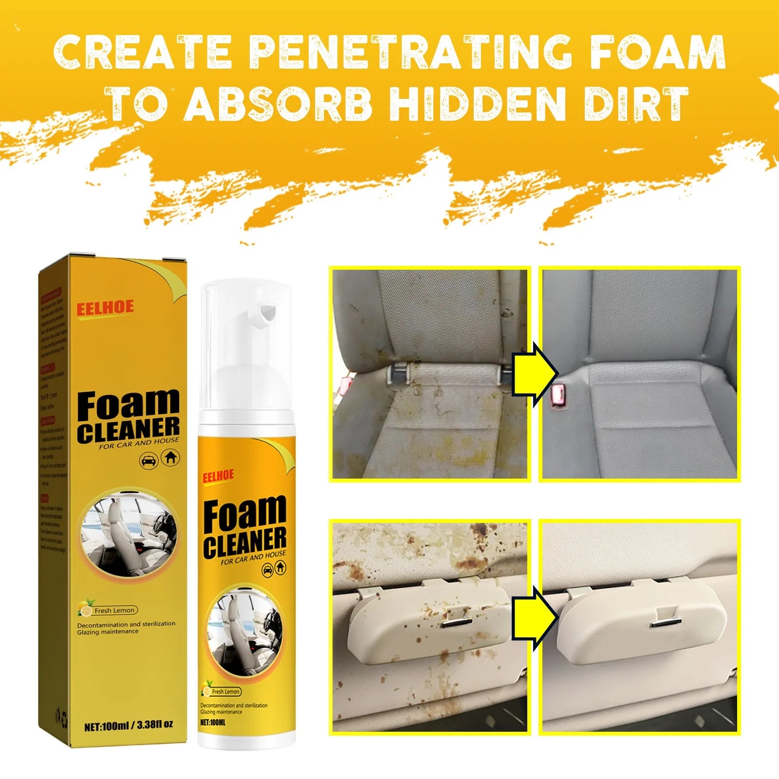 Limpador multiuso em espuma de 30ml para carros, produtos de limpeza automotiva…