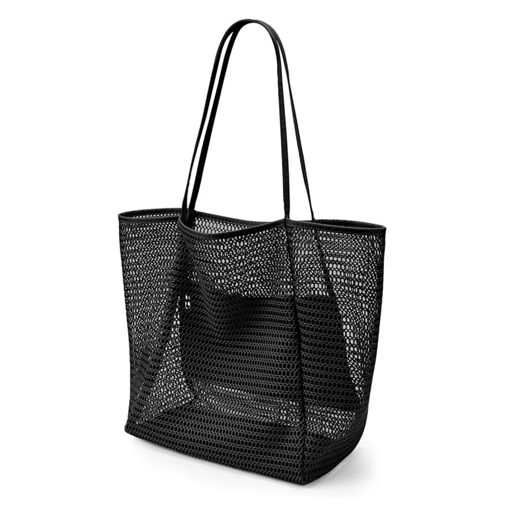 Bolsa de praia dobrável em tela, bolsa de ombro feminina para o verão, ideal para atividades ao ar livre